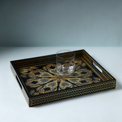 Black - Handcrafted Wooden Epoxy Resin Tray (13 x 11 in)