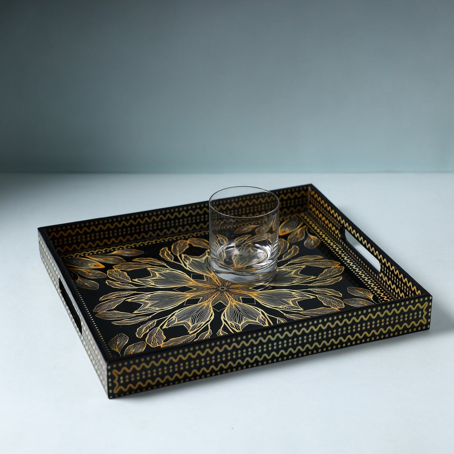 Black - Handcrafted Wooden Epoxy Resin Tray (13 x 11 in)
