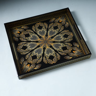 Black - Handcrafted Wooden Epoxy Resin Tray (13 x 11 in)