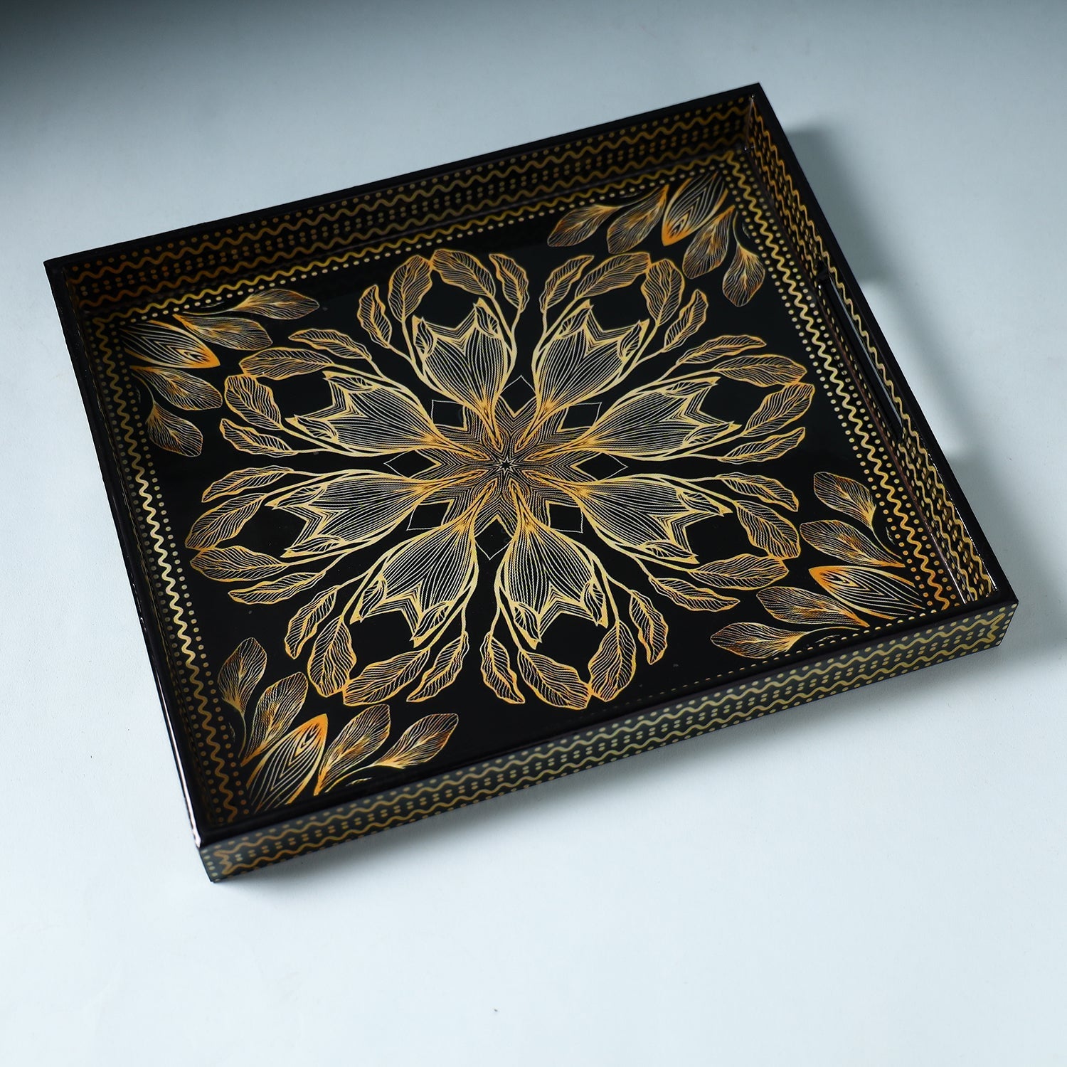 Black - Handcrafted Wooden Epoxy Resin Tray (13 x 11 in)