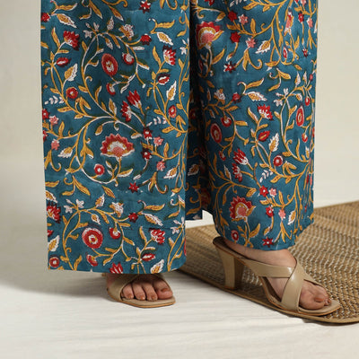 Blue - Block Print Cotton Flared Sanganeri Kurta Set 13