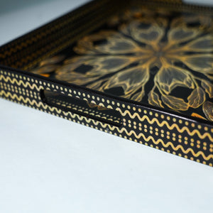 Black - Handcrafted Wooden Epoxy Resin Tray (13 x 11 in)