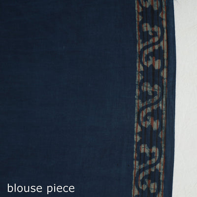 Blue - Akola Hand Block Printed Cotton Saree