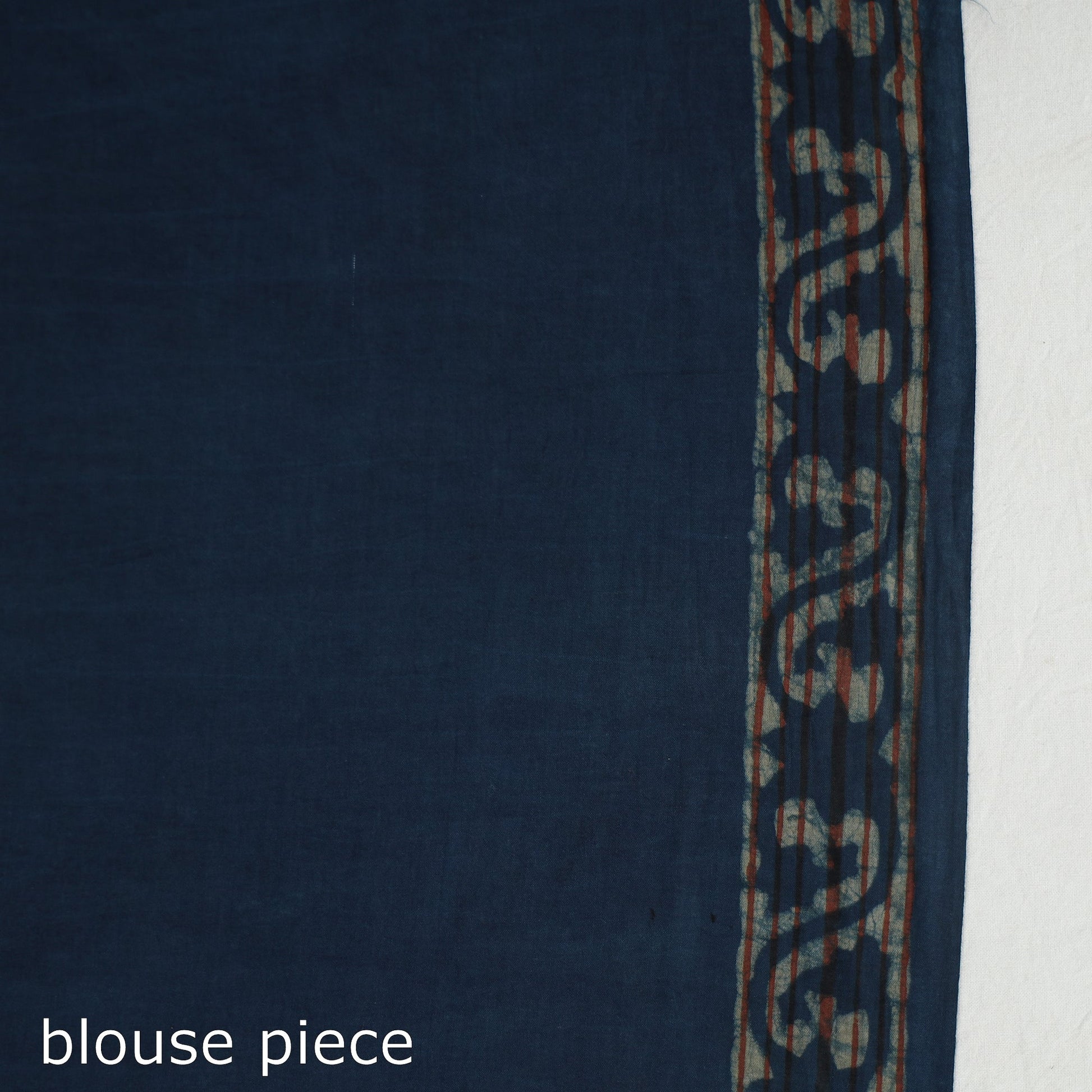 Blue - Akola Hand Block Printed Cotton Saree