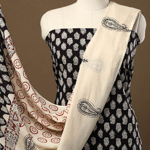 Black - 3pc Block Print Cotton Bagru Dress Material 56