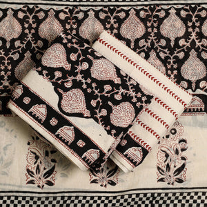 Black - 3pc Block Print Cotton Bagru Dress Material 55