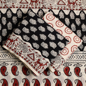 Black - 3pc Block Print Cotton Bagru Dress Material 56