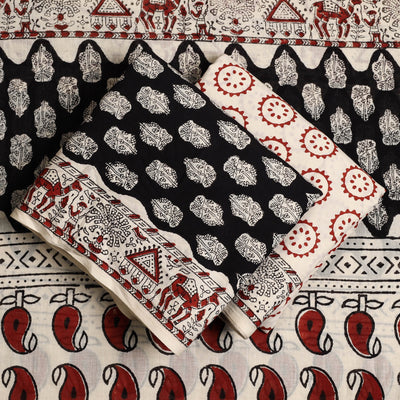 Black - 3pc Block Print Cotton Bagru Dress Material 56