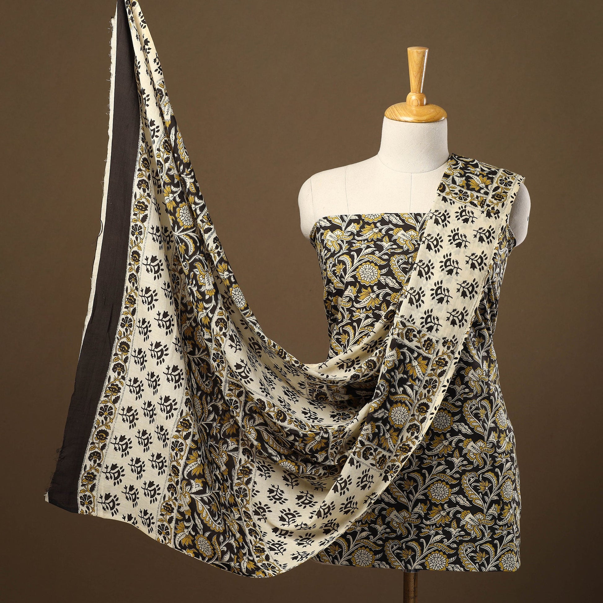 Black - 3pc Block Print Cotton Bagru Dress Material 58