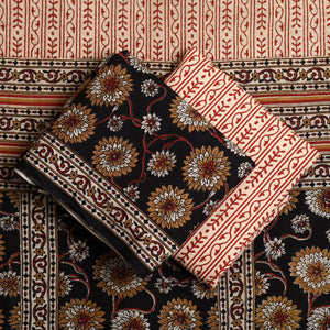 Black - 3pc Block Print Cotton Bagru Dress Material 57