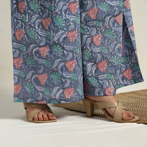 Blue - Block Print Cotton Flared Sanganeri Kurta Set 08