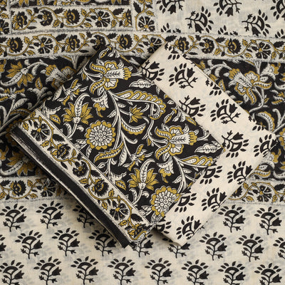 Black - 3pc Block Print Cotton Bagru Dress Material 58