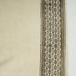 Beige - Akola Hand Block Printed Cotton Saree
