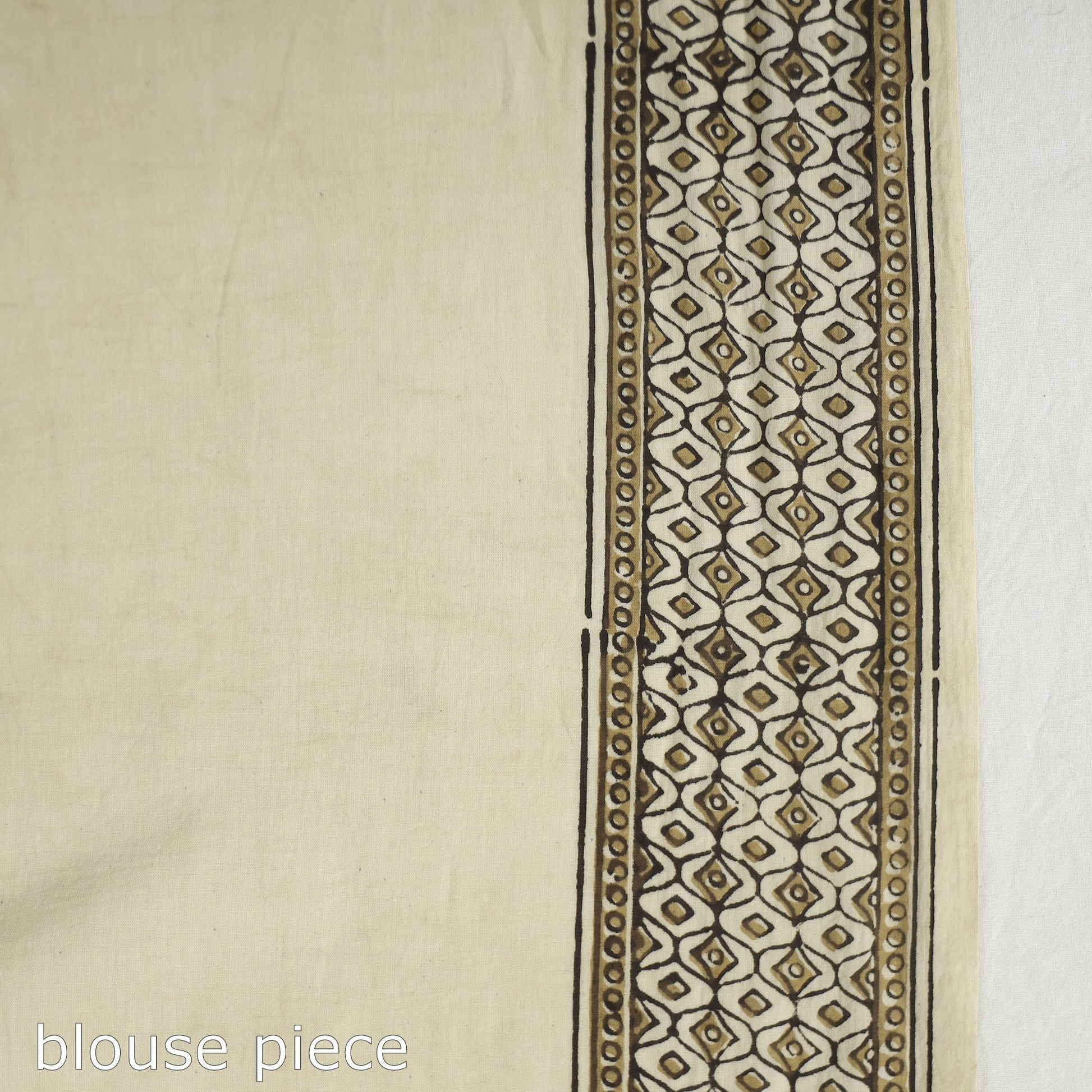 Beige - Akola Hand Block Printed Cotton Saree