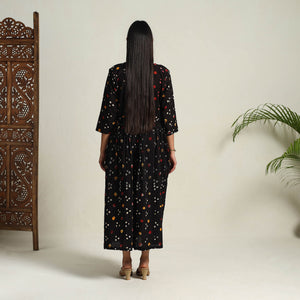 Black - Tie & Dye Cotton Flared Bandhani Dress 11