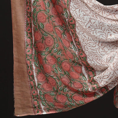 Brown - 3pc Cotton Sanganeri Block Print Dress Material