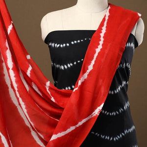 Black - 3pc Mul Cotton Tie-Dye Shibori Dress Material 62
