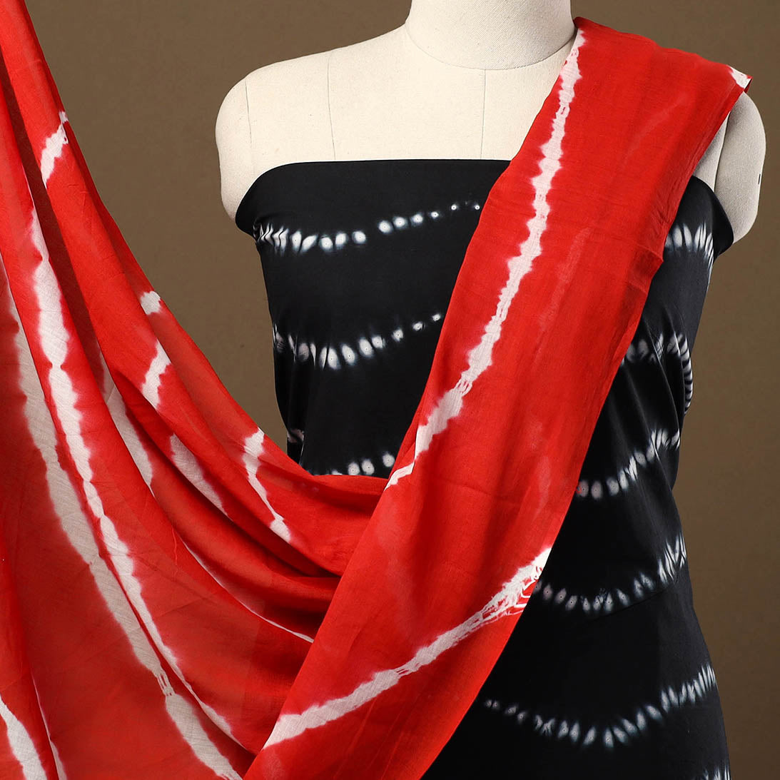Black - 3pc Mul Cotton Tie-Dye Shibori Dress Material 62