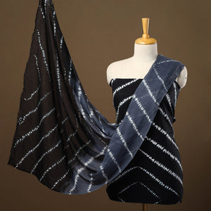 Black - 3pc Mul Cotton Tie-Dye Shibori Dress Material 64