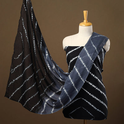 Black - 3pc Mul Cotton Tie-Dye Shibori Dress Material 64