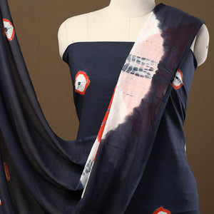 Blue - 3pc Mul Cotton Tie-Dye Shibori Dress Material 72