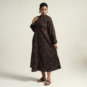 Black - Hand Block Print Cotton Ajrakh Dress
