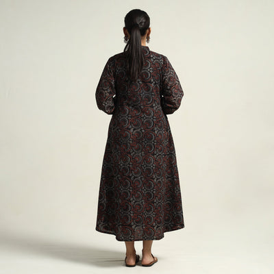 Black - Hand Block Print Cotton Ajrakh Dress