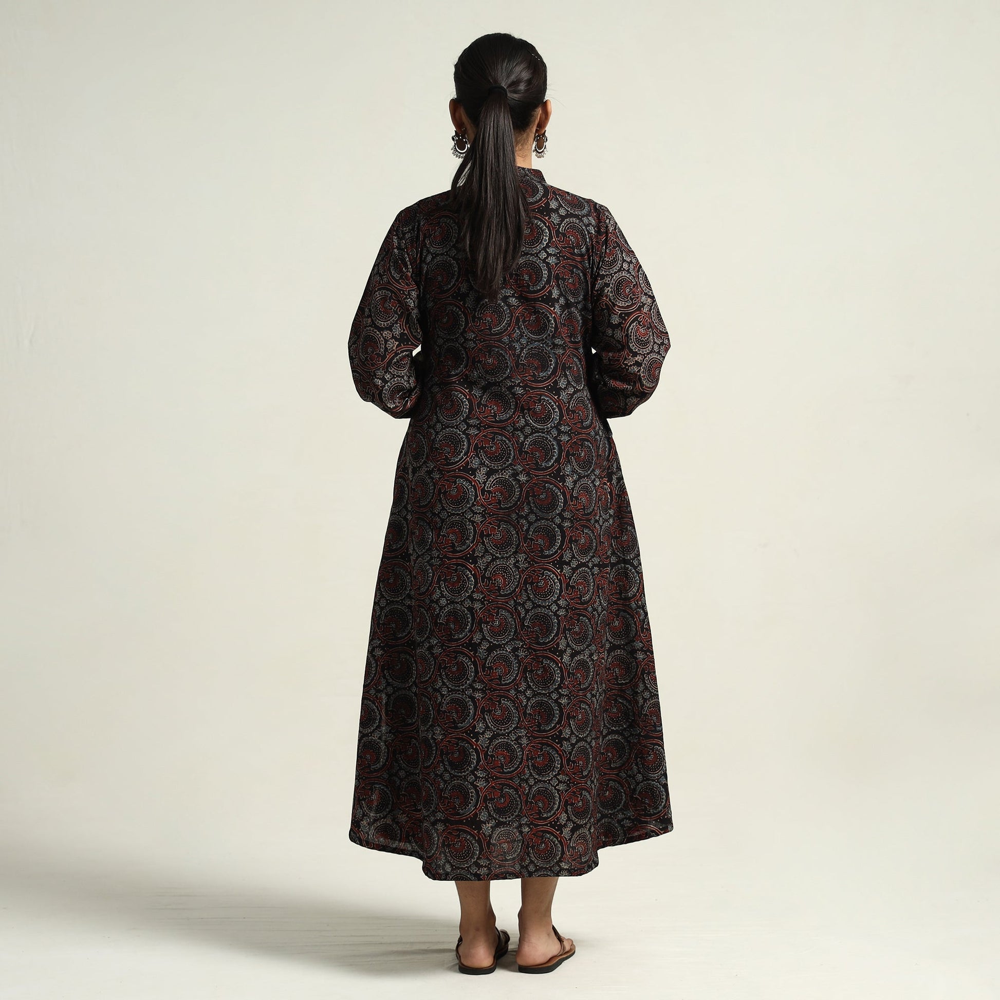 Black - Hand Block Print Cotton Ajrakh Dress