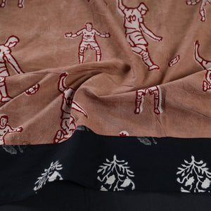 Brown - Bindaas Block Printed Cotton Blouse Piece 40