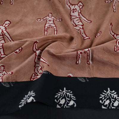Brown - Bindaas Block Printed Cotton Blouse Piece 40