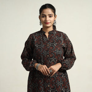 Black - Hand Block Print Cotton Ajrakh Dress