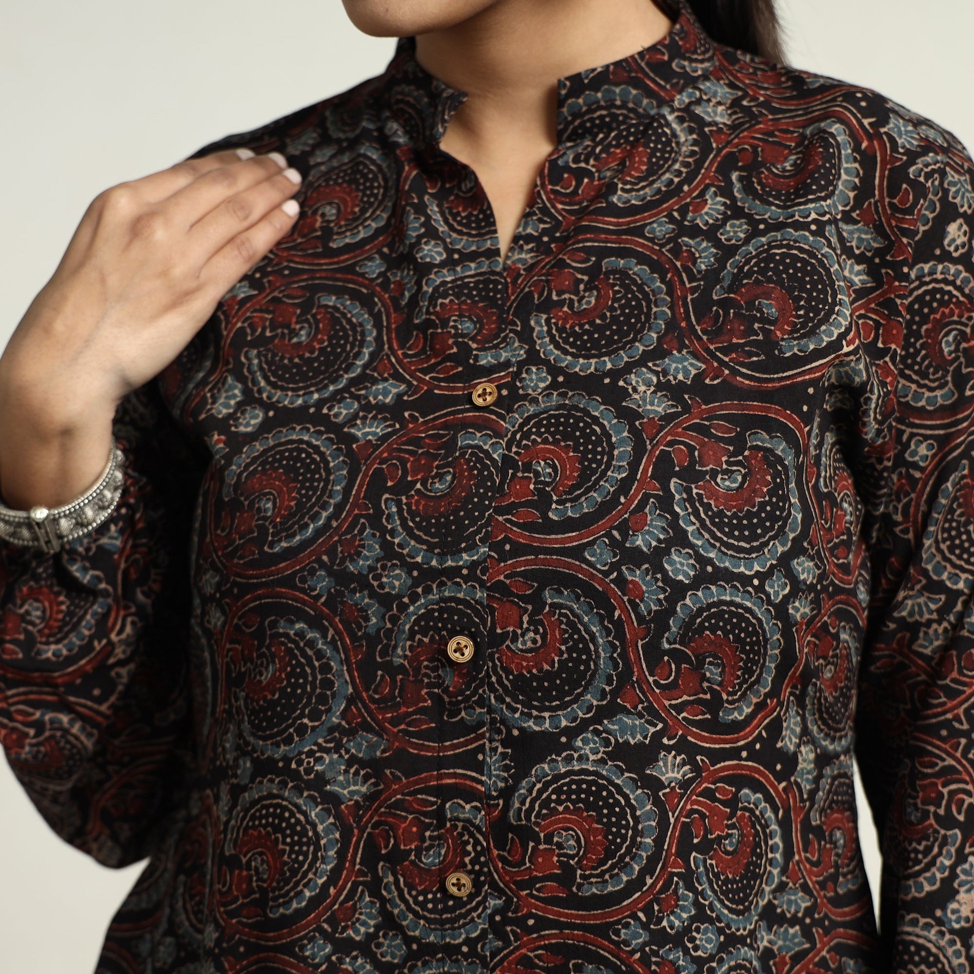 Black - Hand Block Print Cotton Ajrakh Dress