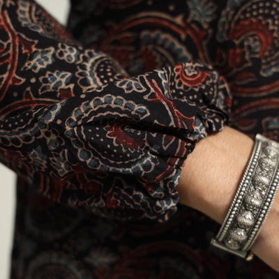 Black - Hand Block Print Cotton Ajrakh Dress