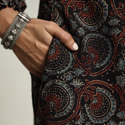 Black - Hand Block Print Cotton Ajrakh Dress