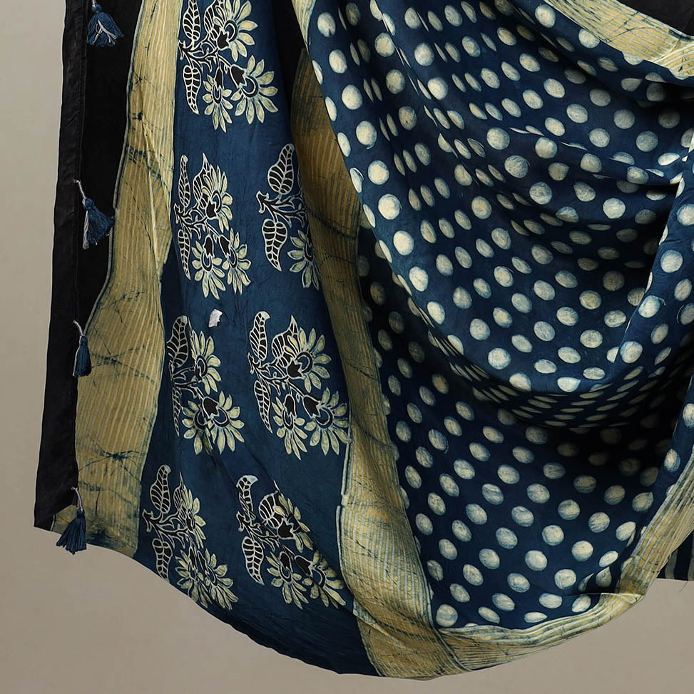 Blue - 2pc Modal Silk Block Print Ajrakh Dress Material 01
