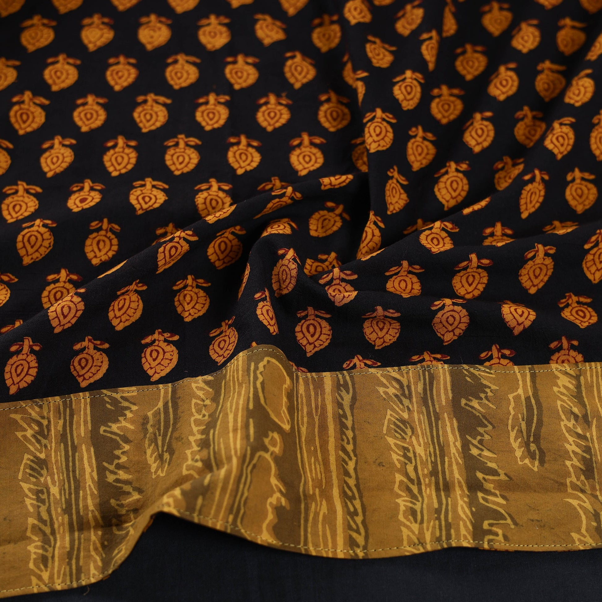 Black - Bagh Block Printed Cotton Blouse Piece 34