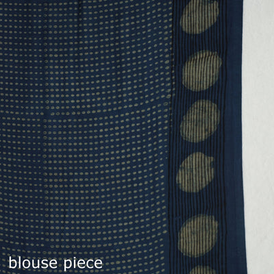 Blue - Akola Hand Block Printed Cotton Saree