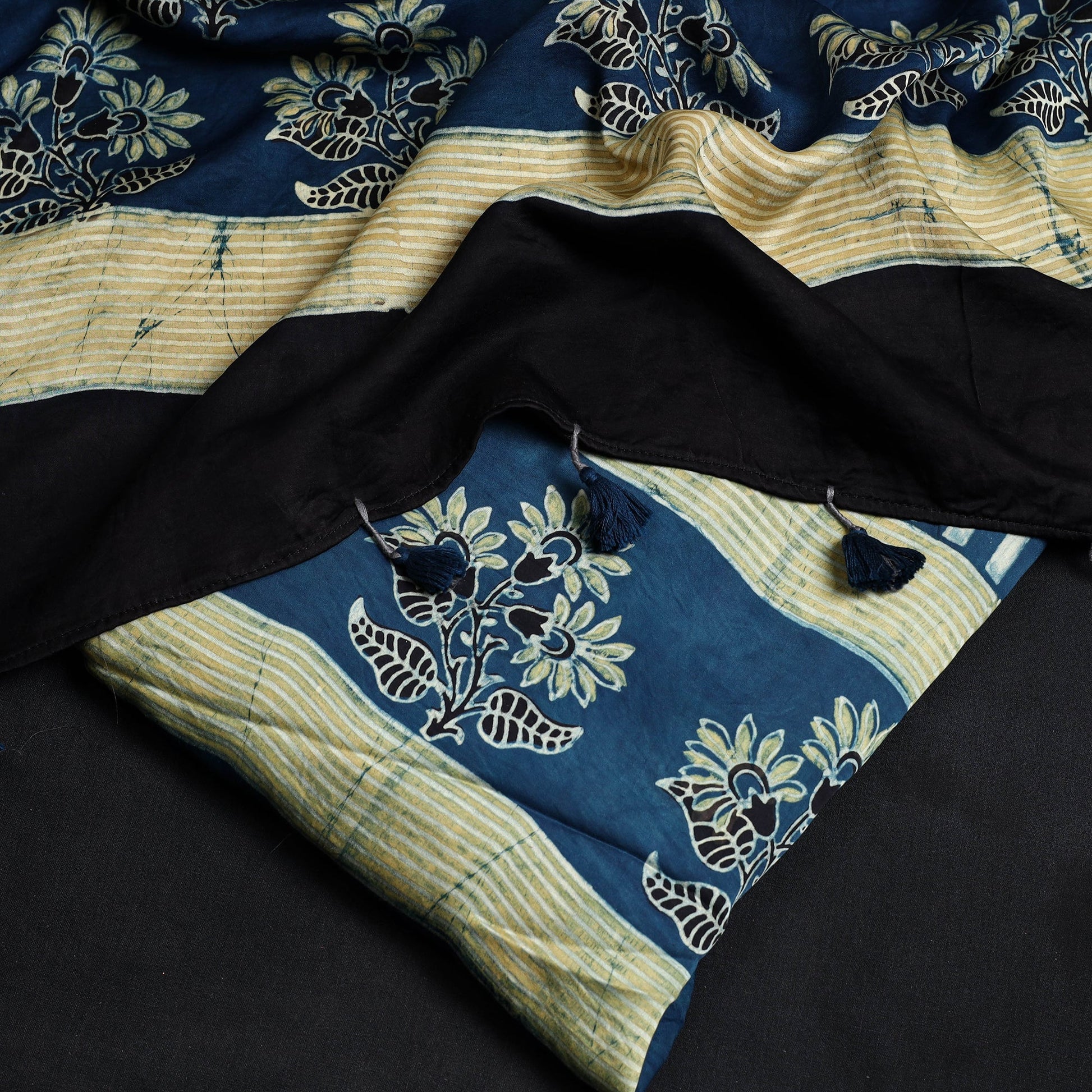 Blue - 2pc Modal Silk Block Print Ajrakh Dress Material 01