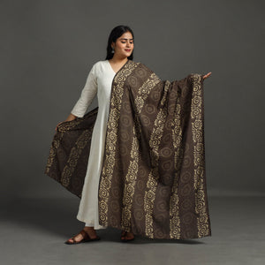Brown - Block Print Mul Cotton Dabu Bagru Dupatta 61