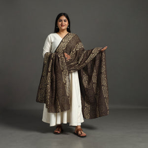 Brown - Block Print Mul Cotton Dabu Bagru Dupatta 61