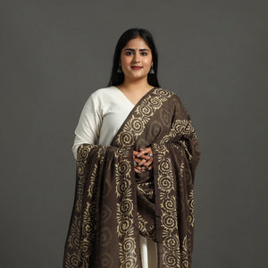 Brown - Block Print Mul Cotton Dabu Bagru Dupatta 61