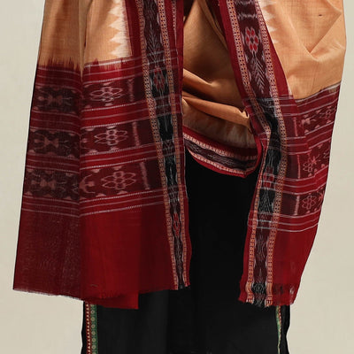Beige - Handloom Cotton Sambalpuri Ikat Dupatta 02