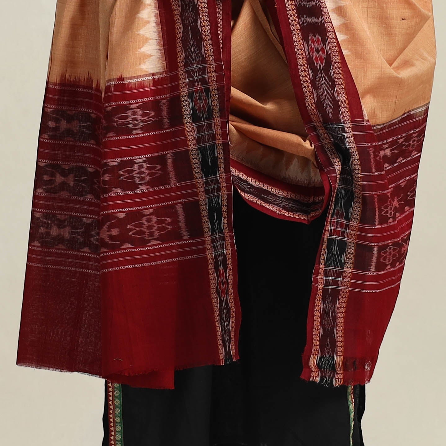 Beige - Handloom Cotton Sambalpuri Ikat Dupatta 02