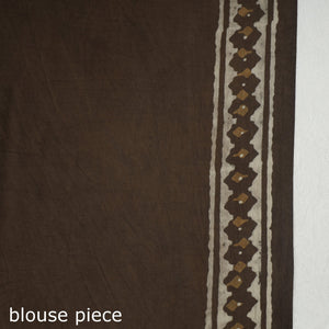 Brown - Akola Hand Block Printed Cotton Saree