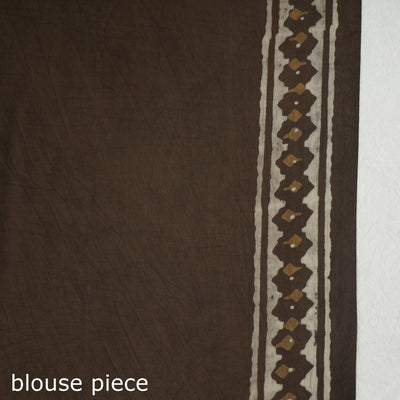 Brown - Akola Hand Block Printed Cotton Saree