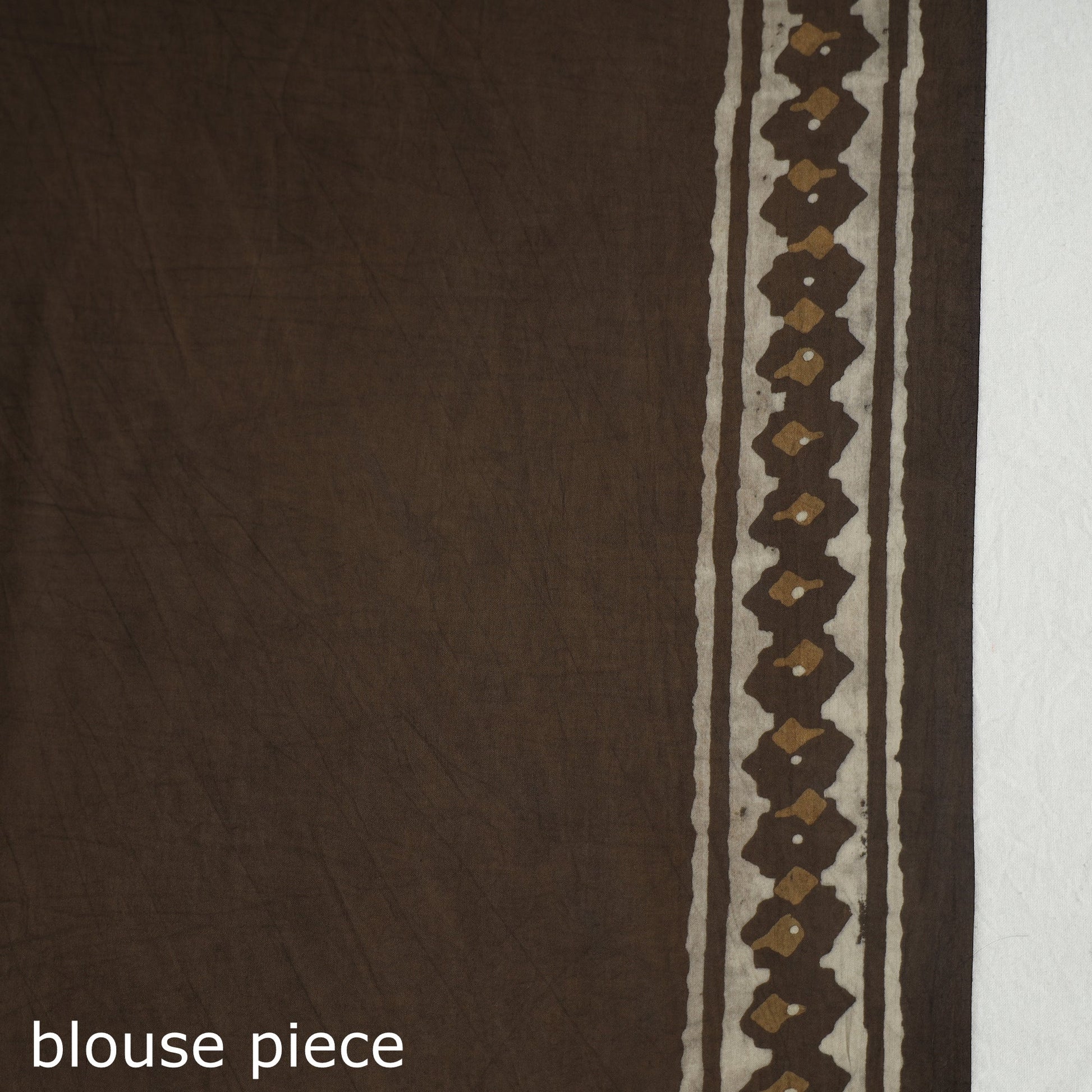 Brown - Akola Hand Block Printed Cotton Saree