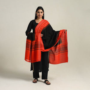 Black - Handloom Cotton Sambalpuri Ikat Dupatta 04