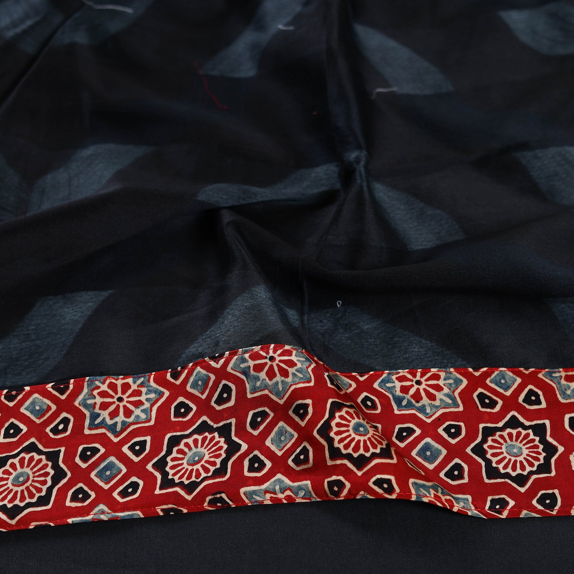Black - Nui Shibori Chanderi Silk Blouse Piece 16
