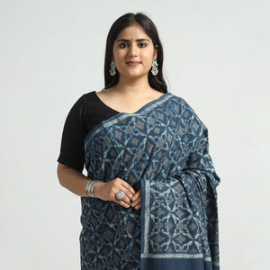 Blue - Akola Hand Block Printed Cotton Saree