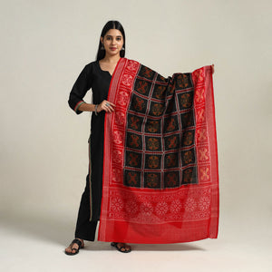 Black - Handloom Cotton Sambalpuri Ikat Dupatta 08
